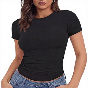 LeJing – T-shirt court décontracté à manches courtes et col rond pour femme, coupe ajustée, 92 % polyester, 8 % élasthanne, collection Printemps-Été 2026 - Product Image 1