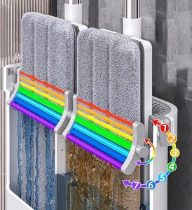 JOYBOS Bộ Cây Lau Sàn Và Xô Phẳng Với Tay Cầm Bằng Nhôm Cây Lau Nhà Và Xô Với Máy Vắt Bộ <span class=keywords><strong>2</strong></span> Miếng Microfiber Giặt Được Đi Kèm - Product Image 2