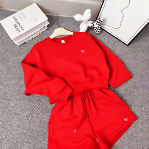 C1483 toptan moda kadın yüksek kaliteli saf pamuk tasarımcı kadın Yoga spor şort 2 parça Set - Product Image 3