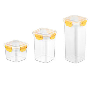 Juego de contenedores de almacenamiento de alimentos altos herméticos de colores de 3 Organizadores de cocina de plástico de 750ml 1500ml 2250ml para alimentos secos transparentes - Product Image 2