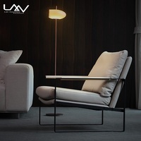 Fauteuil de salon de style nordique, fauteuil de salon, chambre à coucher, cadre en métal, fauteuil de loisirs en cuir, meubles inclinables