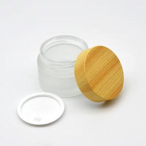 Luxury Frosted Glass <strong>Jars</strong> with Lids for <strong>Cosmetic</strong> Wood Grain Lid Glass 5-100g clear <strong>Cosmetics</strong> Bottle for Eye Cream Face Cream - Product Image 5