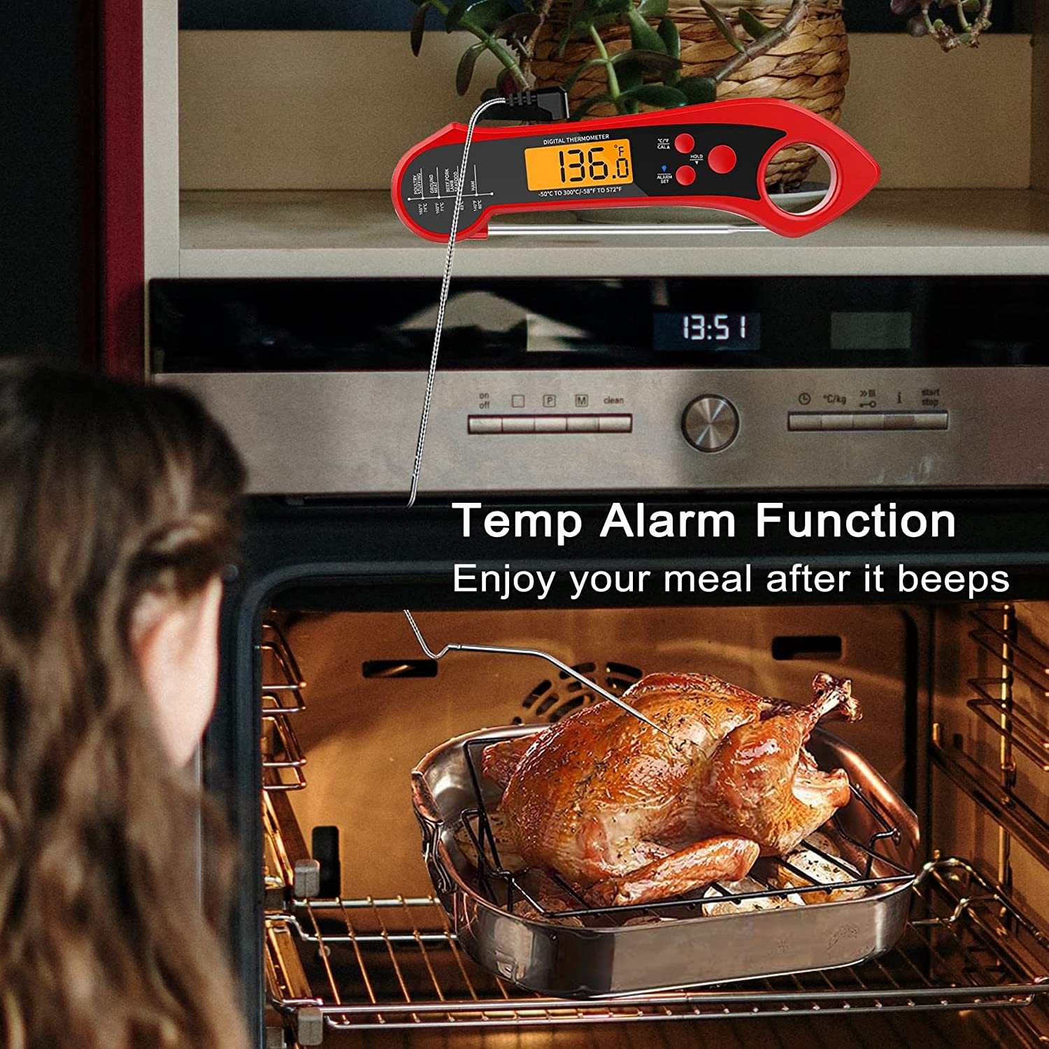 Dual Probe  Instant Read Meat Thermometer for Cooking  Waterproof Thermometer for Kitchen Oven Smoker