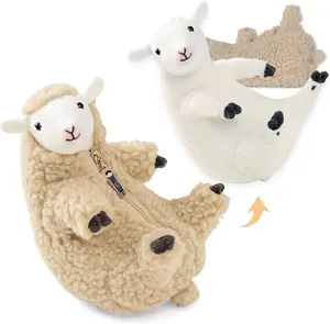 Sevimli Plushie traş koyun komik kuzu dolması hayvan uyku Pet Buddy manyetik dönüşlü dünya küçük peluş oyuncak