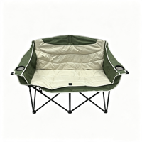Sillón Doble Plegable Acolchado para Acampar, con Portavasos, Portátil, para Exteriores, Playa, Picnic, Sofá Plegable