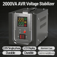 Stabilisateur monophasé 2000VA 220V AVR avec écran LCD, boîtier en aluminium, résistant à l'humidité et à la chaleur, protection contre les surtensions robuste pour réfrigérateur et téléviseur