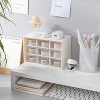 Boîte de rangement à neuf compartiments pour bijoux, organiseur de bureau pour papeterie, étui transparent pour cosmétiques, maison et bureau, en PP