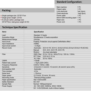 เครื่องบันทึกคลื่นไฟฟ้าหัวใจแบบพกพา 6 ช่องสัญญาณ ภาษาอังกฤษ ระบบวิเคราะห์อัตโนมัติ 12 ลีด สำหรับใช้งานระหว่างประเทศ - Product Image 4