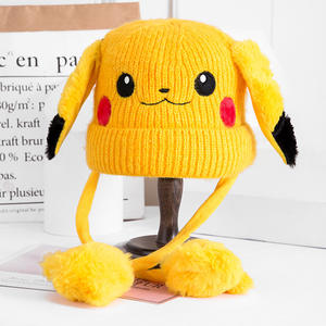 토끼 움직이는 귀 겨울 비니 모자 따뜻한 부드러운 사랑스러운 니트 동물 모자 포켓몬 피카츄 비니 키즈 니트 동물 피카츄 모자 - Product Image 3