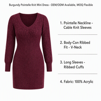 Benutzerdefiniertes LOGO Damen Strickkleid Gestricktes Langarm V-Ausschnitt Crop-Top Einfarbig Lässige Mode Winter Acryl OEM & ODM Fabrik