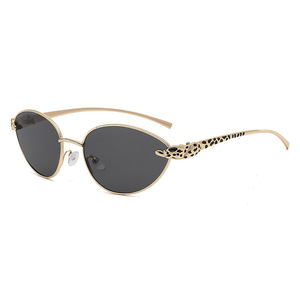 European American Style <b>Frameless</b> Sunglasses Leopard Head Design Metal <b>Frame</b> UV400 Protection Unisex Sunshades - Product Image 5