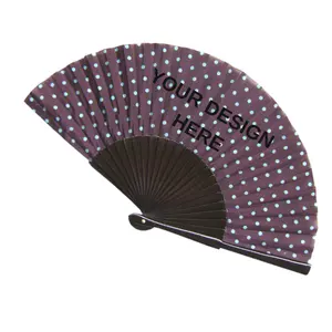 Ambachtelijke Decoratie Cadeau Lengte 23Cm Opvouwbare Linnen Hand Fan Hout Hand Gehouden Voor Vrouwen