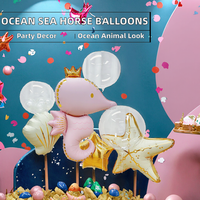 Nouveaux ballons en aluminium à thème animaux marins de la marque TJ, mélange de couleurs, décoration de fête hippocampe, finition mate