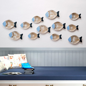 Decoraciones de pared de madera estilo mediterráneo con forma de pez, paquete de varias piezas para hoteles y restaurantes, decoración colgante. - Product Image 2