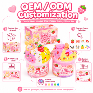 Lot de 2 Slimes Nuage Lapin Fraise en Gros – Jouet Anti-Stress Moelleux, Boîte Cadeau OEM pour Enfants Filles, Jeu Sensoriel - Product Image 3