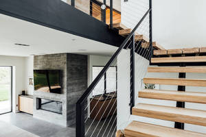 Escalier en bois de luxe à poutre simple et design moderne populaire, garde-corps en câble, escalier <span class=keywords><strong>Momo</strong></span> - Product Image 4