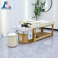 SHUNLONG prix usine Salon cadre en bois massif Thai cheveux lavage lit de Massage tête Spa shampooing lit