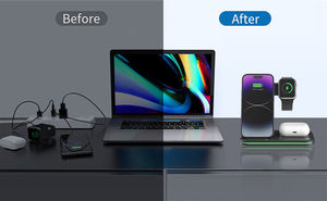 Pour chargeur iPhone charge rapide mince pliant contrôle <span class=keywords><strong>tactile</strong></span> intelligent LED lumière d'ambiance 15W <span class=keywords><strong>3</strong></span> en 1 chargeur sans fil pour <span class=keywords><strong>AirPods</strong></span> - Product Image 4