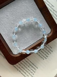 UM Jewelry Optimize Aquamarine (Irregular) and Clear Quartz Sea Salt & Ice <b>Beaded</b> <b>bracelet</b> Daily Wear Casual Stackable - Product Image 6