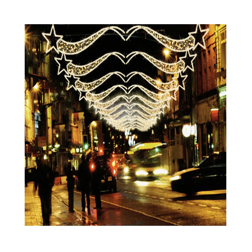 Лидер продаж, индивидуальная Коммерческая 2d уличная светодиодная гирлянда, веревка со звездами, рождественские украшения, мотивы, перекрестное уличное освещение