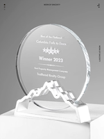 Plaque de médaille de trophée de cristal de montagne créative en alliage d'aluminium métallique de haute qualité