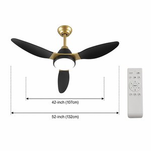 Ventilateur de plafond LED ABS avec télécommande pour salon et chambre, 42 pouces, 52 pouces, 3 pales, ventilateur de plafond ABS avec lumière - Product Image 6