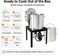 Marmite à fruits de mer de 100 litres avec panier et brûleur |   Cuisinière au propane de 110 000 BTU |   Certifié CSA |   Acier inoxydable |   Capacité de 60 lb