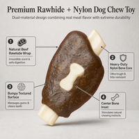 Jouet à mâcher durable et économique en nylon et cuir de vachette, forme d'aile de poulet bionique pour chiens - Nettoyage des dents, comestible et ludique, intérieur/extérieur