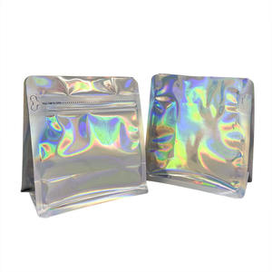 Pochettes à café debout avec vanne de dégazage à sens unique et fermeture à glissière latérale réutilisable à fond plat sacs à café en papier kraft blanc - Product Image 4