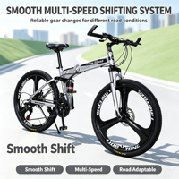 Vélo de montagne pliable en acier, 21 vitesses, fourche à suspension, 27 pouces, homme, d'occasion, prix bas
