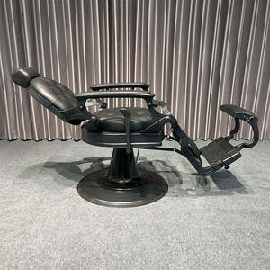 Sillón de Barbería Clásico Negro, Plegable, Ajustable, para Salón de Belleza - Product Image 3