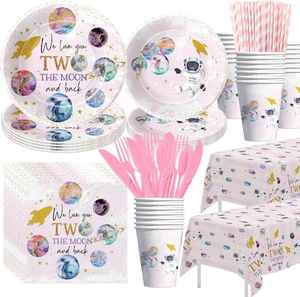 Modern 100-Piece Outer Space-Themed Dinnerware Set Includes <b>Table</b> Covers and Banner-for 24 Guests Hot Selling Party Supplies - Product Image 3