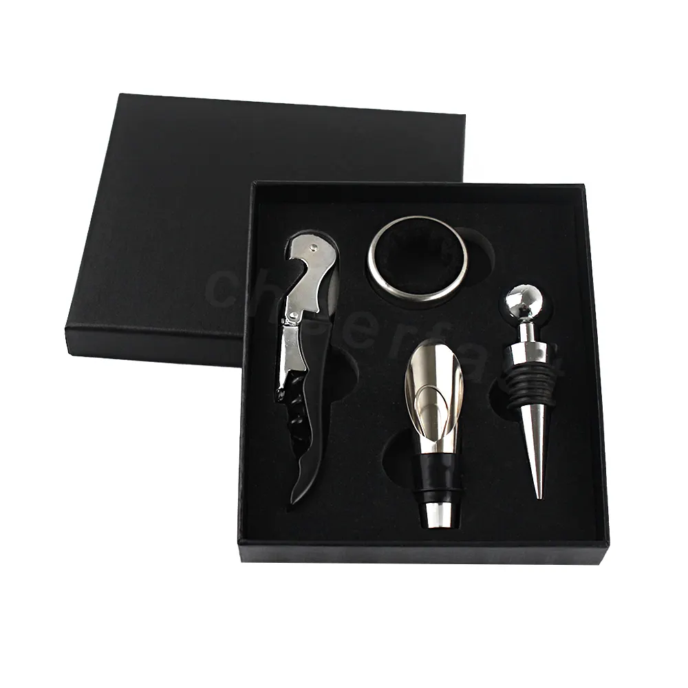 Etichetta privata accettabile buone vendite Kit apribottiglie per vino in metallo Set di accessori per bottiglie di vino in acciaio inossidabile