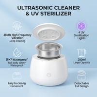 Nettoyeur ultrasonique multifonction de qualité médicale 48 kHz pour aligneurs et gouttières, désinfectant UV-C portable, étanche IPX7, 200 ml