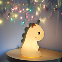 Veilleuse LED en silicone miniature colorée pour chambre d'enfant, avec contrôle tactile, intensité réglable et rechargeable