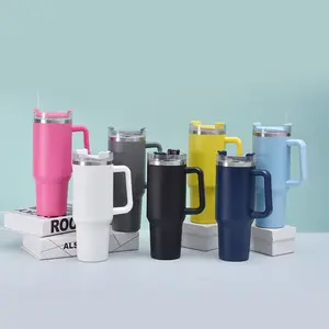 SuXiu OEM Haustierbecher umweltfreundlicher rostfreier Stahl-Reisetasse stilvoll und vielseitig mit Griff und Strohhalm-Design