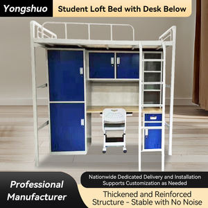 Cama Alta Versátil para Estudiantes <span class=keywords><strong>con</strong></span> <span class=keywords><strong>Escritorio</strong></span> <span class=keywords><strong>Debajo</strong></span> para Dormitorio, Cama de Metal Antioxidante <span class=keywords><strong>con</strong></span> Almacenamiento Personalizable y Sueño Confortable - Product Image 3