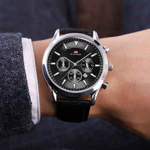 Montre chronographe de luxe vintage pour homme, boîtier argenté, bracelet en cuir gaufré crocodile, montre formelle - Product Image 4