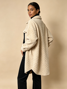 Chaqueta de Felpa para Mujer de Alta Calidad, Estilo Teddy, con Botones, Acolchada, Sherpa, Talla Grande, Largo Medio - Product Image 3