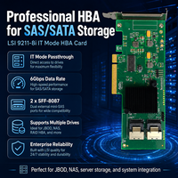 Tarjeta HBA LSI SAS 9211-8i Pre-flashed, Modo IT, SAS2008, 8 Puertos, 6Gb/s, SAS SATA PCIe2.0 *8, 2*SFF8087, ZFS, TrueNAS, UnRAID