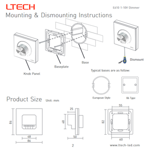 LTECH E610 0-10V 1-10V Knob Dimming Panel 86 Type LED Dimmer <b>Switch</b> AC100-240V 5A Relay For LED Lighting Project - Product Image 3