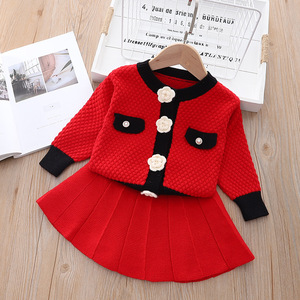 <span class=keywords><strong>Cardigan</strong></span> en tricot fait main pour bébé avec broderie florale personnalisée, ensemble pull pour fille - Product Image 2