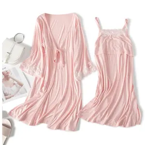 Maternity Pajama Maternity Night Dress Lace Breastfeeding Night Gown Soft And Stretch Fabric 2pcs/set Nursing Pajamas