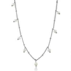 Amy Amy Pearl Necklace Stainless Steel <b>Silver</b> Plated Faux Pearl Pendant Women's Everyday Wear Classic Style C3154 - Product Image 4