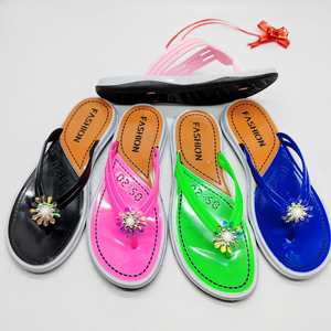 Sandali infradito da donna in PVC con stampa a fiocco e pietre, leggeri, antiscivolo, per l'estate e la <span class=keywords><strong>spiaggia</strong></span> - Product Image 1
