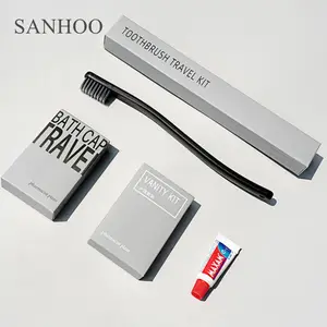 SANHOO Eco Full Set Amenity Kits Cotton Buds Guest Room Hotel Amenities Toothbrush For Travel Airplane
