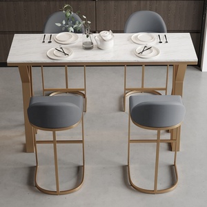 Mesas y Sillas de <span class=keywords><strong>Bar</strong></span> de Estilo Nórdico, Modernas y de Lujo, con Tablero de Roca, Mesas y Sillas de <span class=keywords><strong>Bar</strong></span> para Restaurante, Cafetería, Mesa Alta - Product Image 1