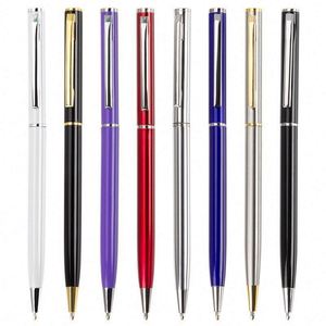 High Quality Multi Color Slim Metal Ballpoint Custom Printed Logo Smooth Writing <b>Rotating</b> Signature Pen for Business Office - Product Image 2