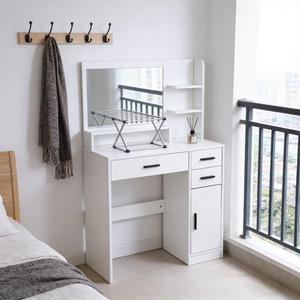 Modern Large <strong>Standing</strong> Wood <strong>Dressing</strong> Vanity <strong>Table</strong> 3-Color Lighting Modes Adjustable Brightness 2 Drawers for Bedroom Hotel Use - Product Image 2