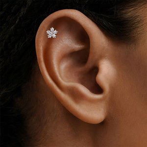 Pendientes de Plata 925 con Moissanita Geométrica, Borla Floral en Forma de S, Colgante de Corazón de Lujo, Parte Trasera Plana, 16G - Product Image 5